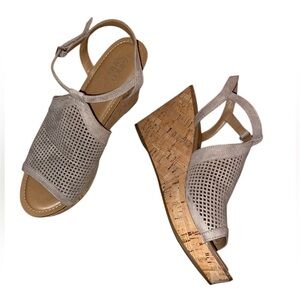 FRANCO SARTO Canyon Taupe Synthetic Wedge Cork Heel Size 11M